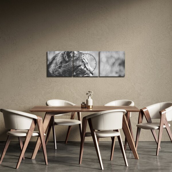 Obraz - Kot (z zegarem) (90x30 cm)