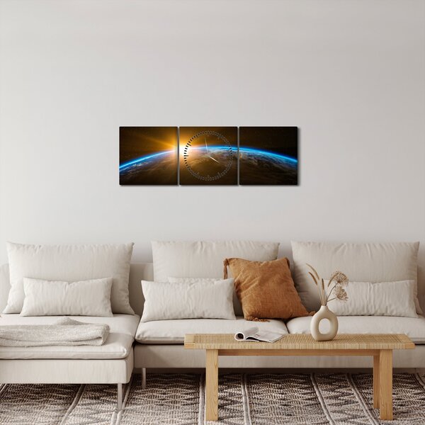 Obraz planety Ziemi z kosmosu (z zegarem) (90x30 cm)