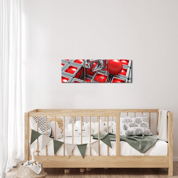 Obraz - 3D metaliczna abstrakcja (z zegarem) (90x30 cm)