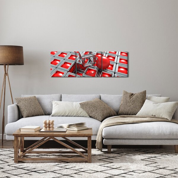 Obraz - 3D metaliczna abstrakcja (z zegarem) (90x30 cm)