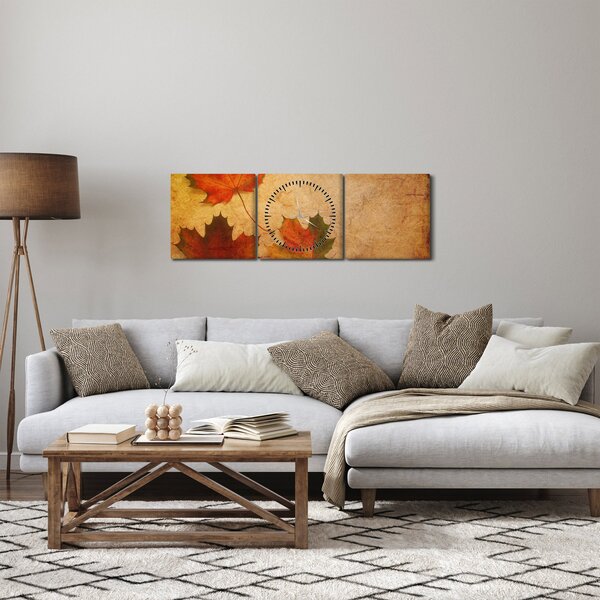Obraz z motywem jesiennym (z zegarem) (90x30 cm)