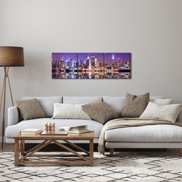 Obraz Manhattanu (z zegarem) (90x30 cm)