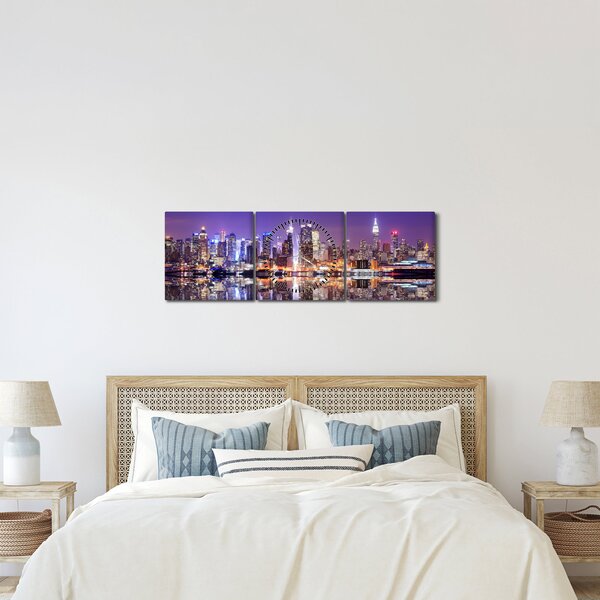 Obraz Manhattanu (z zegarem) (90x30 cm)
