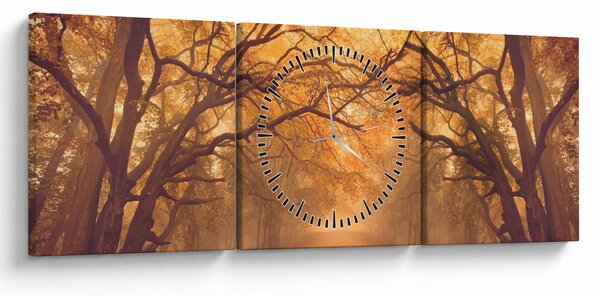 Obraz drogi w jesiennym krajobrazie (z zegarem) (90x30 cm)