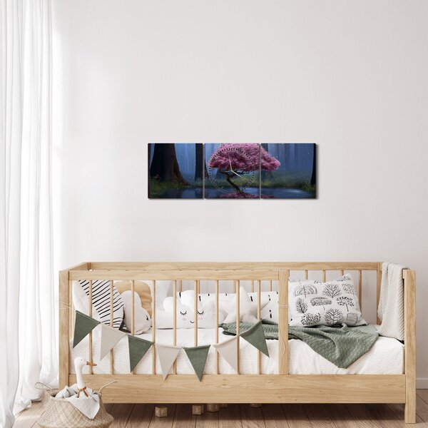 Obraz - Magiczna noc (z zegarem) (90x30 cm)
