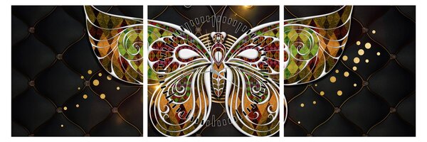 Obraz - Magiczny motyl (z zegarem) (90x30 cm)