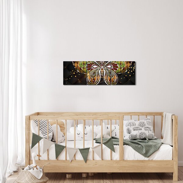 Obraz - Magiczny motyl (z zegarem) (90x30 cm)