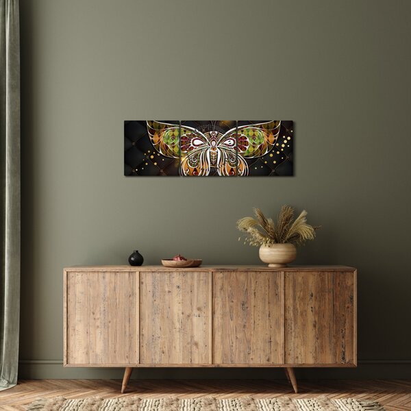 Obraz - Magiczny motyl (z zegarem) (90x30 cm)