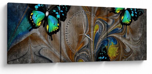Obraz - Jasne motyle na zdjęciu (z zegarem) (90x30 cm)