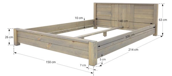 Łóżko drewniane Tennessee 2 - 140 cm