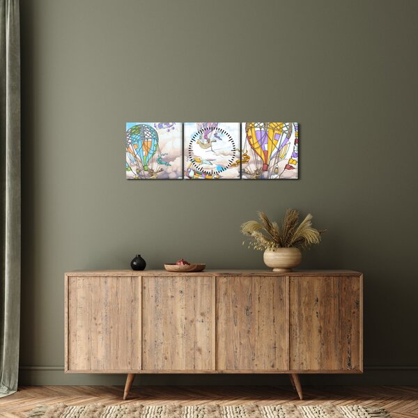 Obraz - Wyprawa w chmurach (z zegarem) (90x30 cm)
