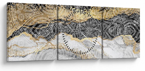 Obraz - Mandala w marmurze (z zegarem) (90x30 cm)