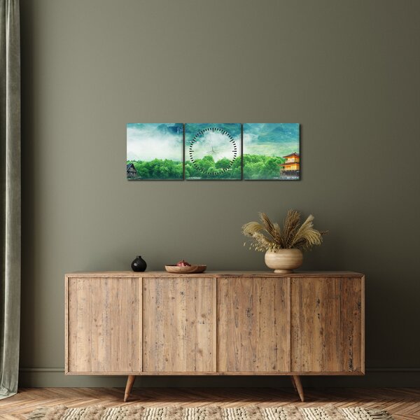 Obraz - Wymarzony krajobraz (z zegarem) (90x30 cm)