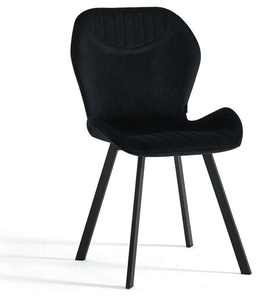 MebleMWM Krzesło tapicerowane DC-6350 | Welur | Czarny #66 | Outlet
