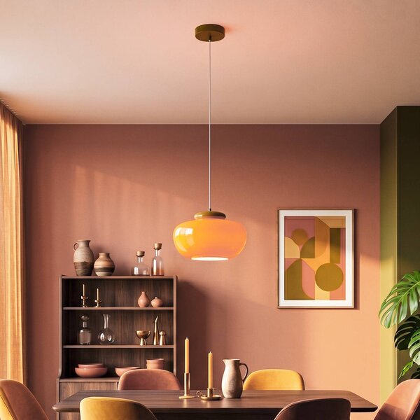 EGLO Lampa wisząca Berardelli, możliwość ściemniania, żółty / pomarańczowy, salon / jadalnia, szkło, nowoczesny