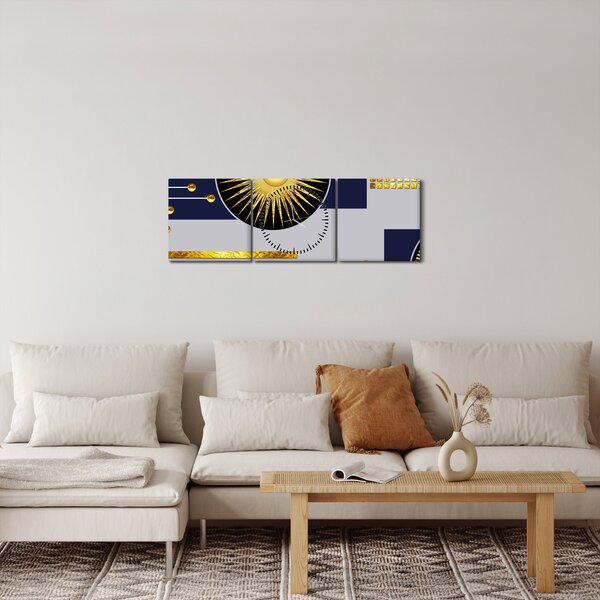 Obraz - Złote koła (z zegarem) (90x30 cm)
