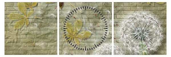 Obraz - Dmuchawce unoszone wiatrem (z zegarem) (90x30 cm)