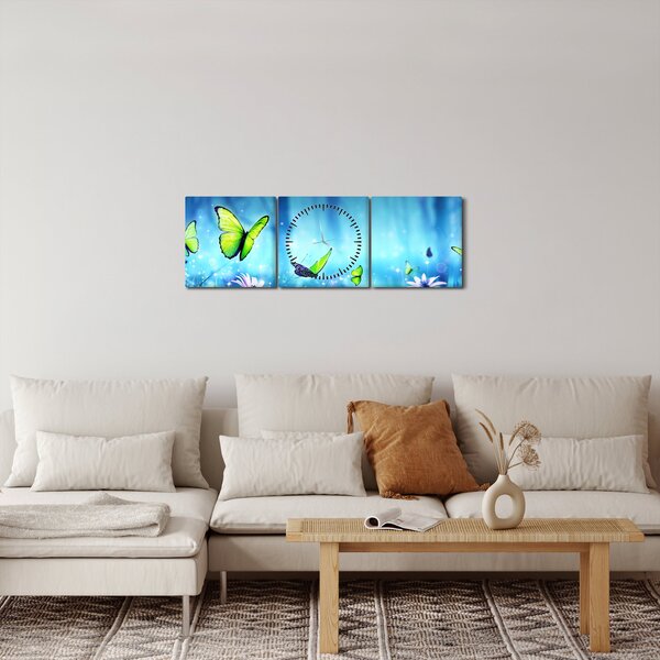 Obraz - Mistyczna leśna polana (z zegarem) (90x30 cm)