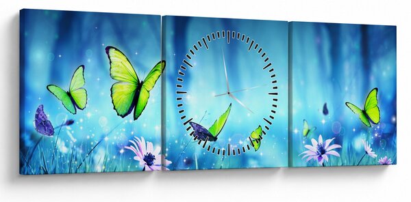 Obraz - Mistyczna leśna polana (z zegarem) (90x30 cm)