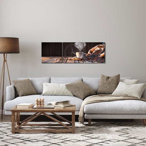 Obraz - Czas na kawę (z zegarem) (90x30 cm)
