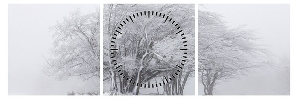 Obraz - Biała zima (z zegarem) (90x30 cm)