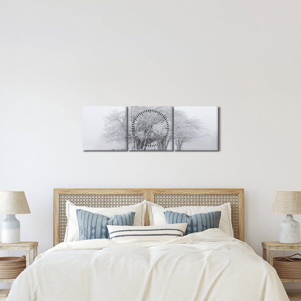 Obraz - Biała zima (z zegarem) (90x30 cm)
