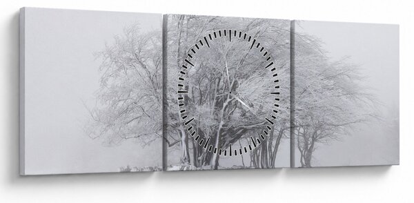 Obraz - Biała zima (z zegarem) (90x30 cm)