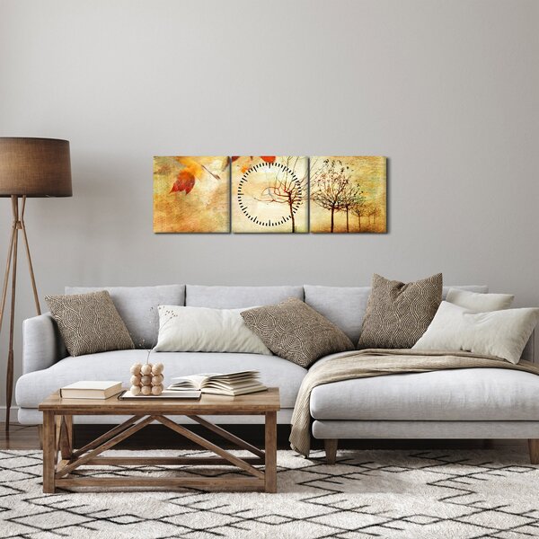 Obraz - Jesienny nastrój (z zegarem) (90x30 cm)