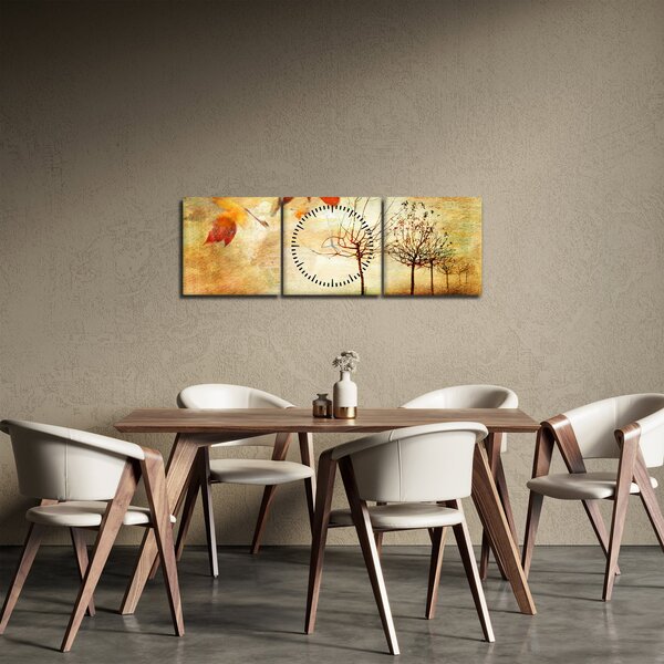 Obraz - Jesienny nastrój (z zegarem) (90x30 cm)