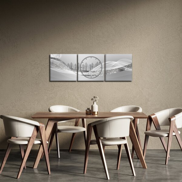 Obraz - Srebrny krajobraz (z zegarem) (90x30 cm)