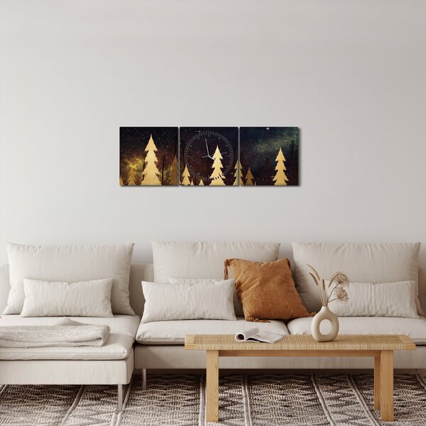 Obraz - Złota noc (z zegarem) (90x30 cm)