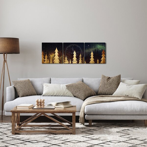 Obraz - Złota noc (z zegarem) (90x30 cm)