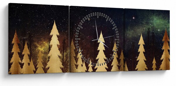 Obraz - Złota noc (z zegarem) (90x30 cm)