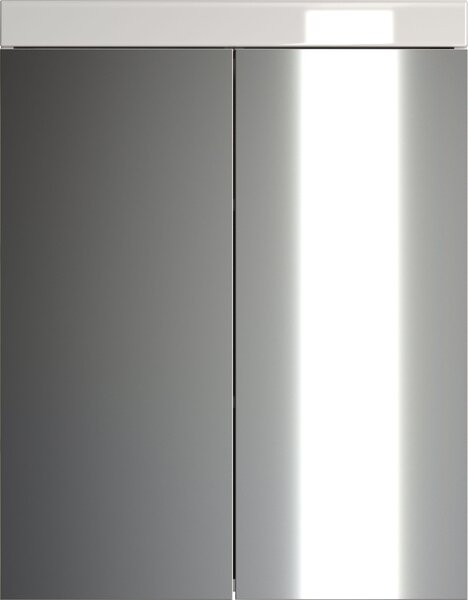 Trendteam szafka azienkowa z lustrem Amanda biaa melamina/biay wysoki poysk gboko toczona 60 x 77 x 17 cm