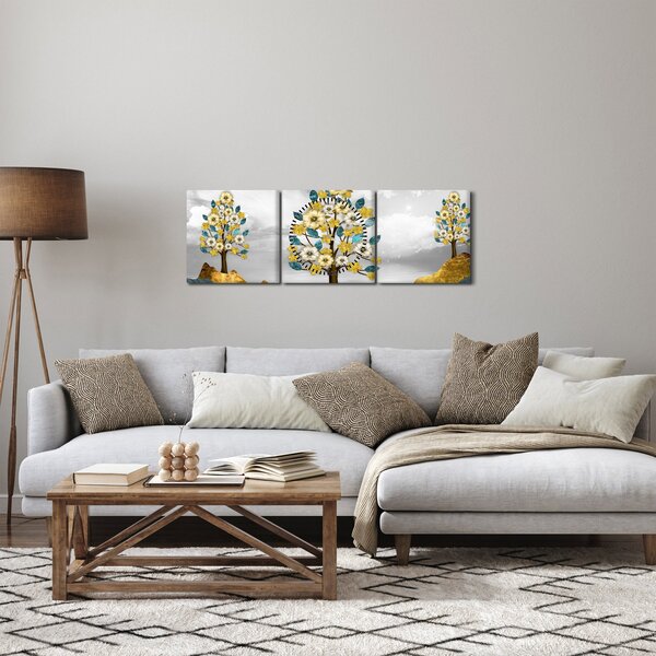 Obraz - Kwitnienie (z zegarem) (90x30 cm)