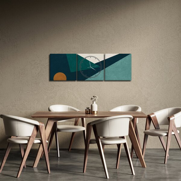 Obraz - Abstrakcja kubistyczna (z zegarem) (90x30 cm)