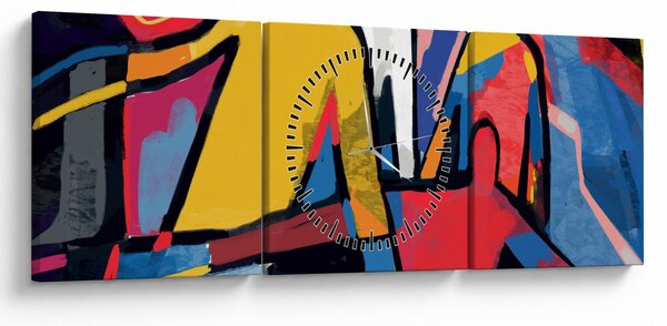 Obraz - Abstrakcja mężczyzn (z zegarem) (90x30 cm)