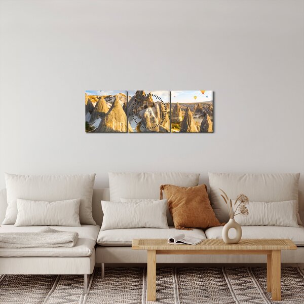 Obraz - Balony na ogrzane powietrze (z zegarem) (90x30 cm)