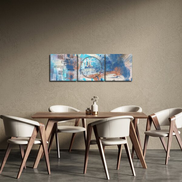 Obraz - Urodzony, by jeździć, niebieskie odcienie (z zegarem) (90x30 cm)
