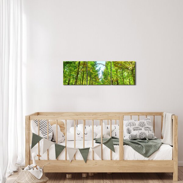 Obraz - Widok na las (z zegarem) (90x30 cm)