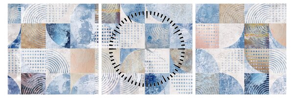 Obraz - Geometryczne kształty na ścianie (z zegarem) (90x30 cm)