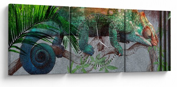 Obraz - Kameleon (z zegarem) (90x30 cm)