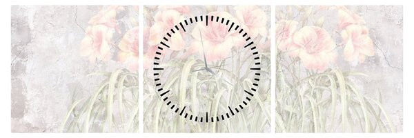 Obraz - Freska lilii (z zegarem) (90x30 cm)