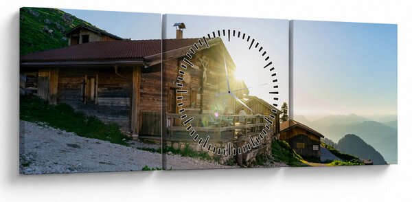 Obraz - Poranek w Alpach, Tyrol (z zegarem) (90x30 cm)