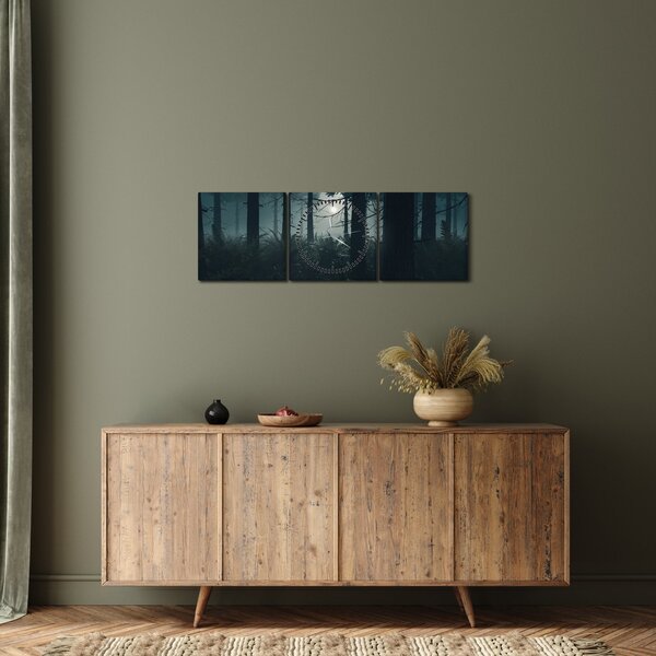 Obraz - Paproć w świetle księżyca (z zegarem) (90x30 cm)