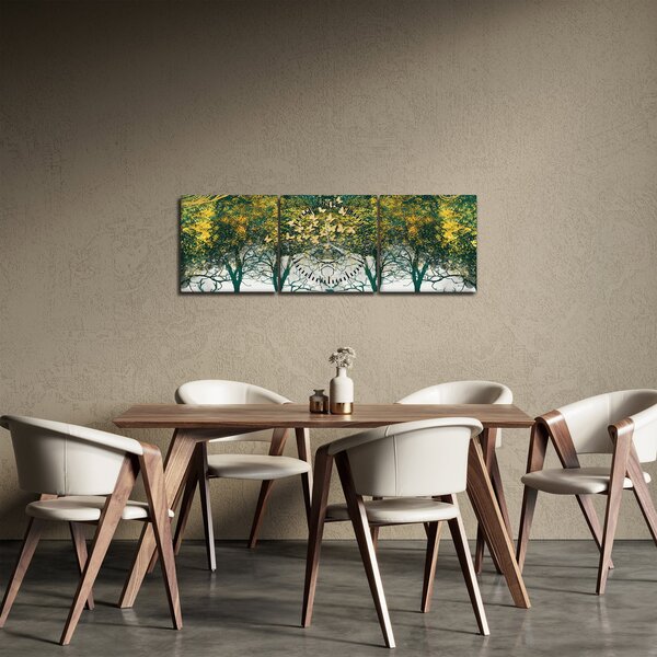 Obraz - Jelenie w zielonym lesie (z zegarem) (90x30 cm)