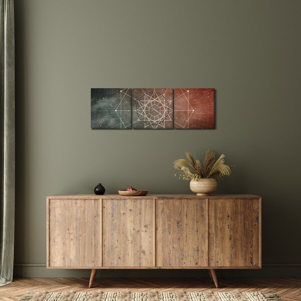 Obraz - Kosmiczny Dodekagram (z zegarem) (90x30 cm)