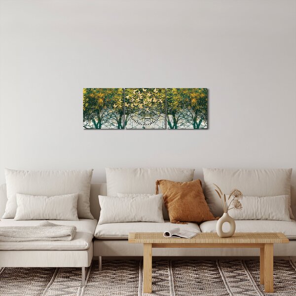 Obraz - Jelenie w zielonym lesie (z zegarem) (90x30 cm)