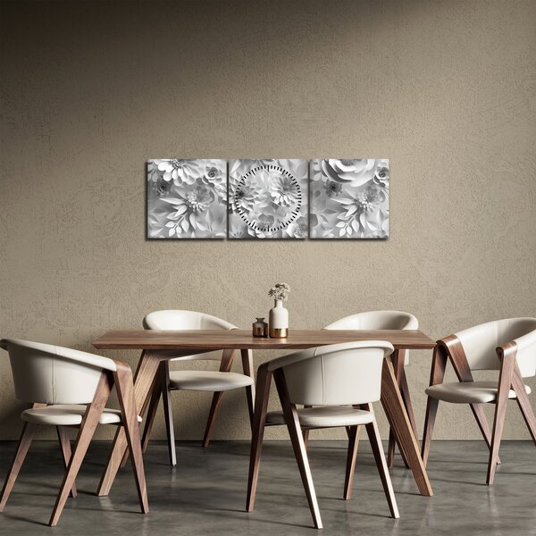 Obraz - Białe kwiaty (z zegarem) (90x30 cm)