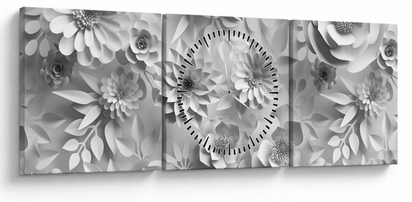 Obraz - Białe kwiaty (z zegarem) (90x30 cm)